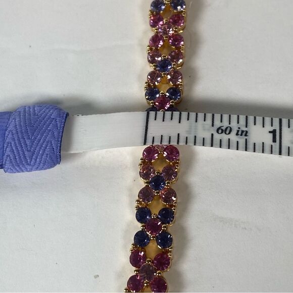 Joan Rivers Gold Tone Tennis Style Bracelet W/Pink/Lavender Swarovski Crystals - Picture 7 of 7